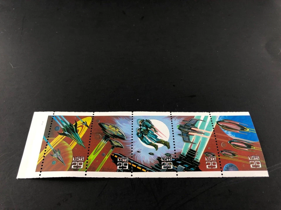 1993 Space Fantasy 29 Cent 29c Stamp Block of 5 Scott# 2741-2745 - Image 2 of 4