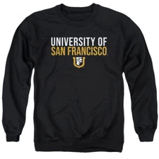 University of San Francisco Adult Crewneck Sweatshirt Stacked, Black, S-3XL