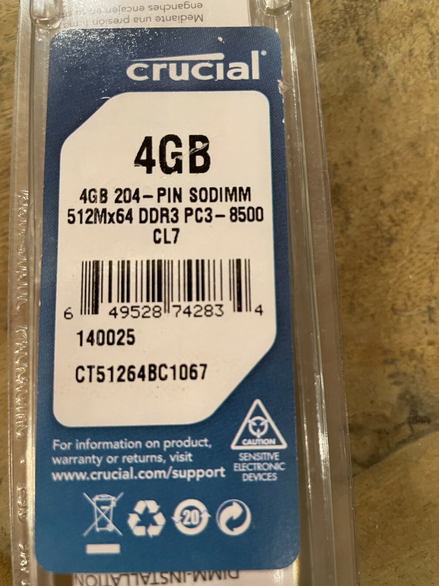 Crucial CT51264BC1067 (4 GB, PC3-8500 (DDR3-1066), DDR3 RAM, 1066