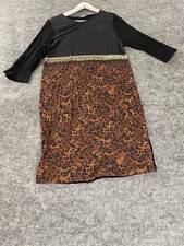 Red Apple Sweater Dress Womens 2XL Shift Beaded Leopard Black Knit N330