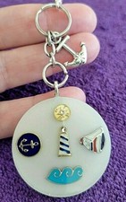  Nautical Sea Key Chain - Ocean Beach Waves Sun - Handbag Backpack Zipper Charm 