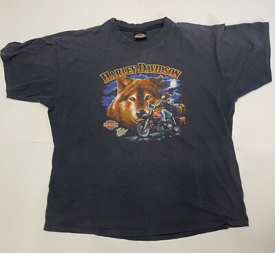 HARLEY WOLF LONE THE HARLEY-DAVIDSON USA製 80s DAVIDSON eBay | XXL Thrashed T-SHIRT! WOLF LONE THE 80s VINTAGE トップス