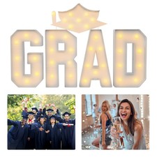 GRAD Light Up Letter + Graduation Cap Lighting LED Alphabet Sign Stand Decor USA