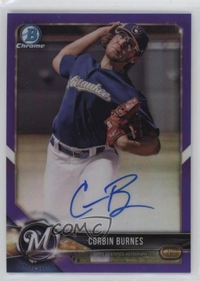 2018 Bowman Chrome Prospect Purple Refractor 119/250 Corbin Burnes Auto 16i3