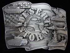 OE05106 VINTAGE 1991  DESERT STORM  MILITARY PEWTER SISKIYOU BELT BUCKLE