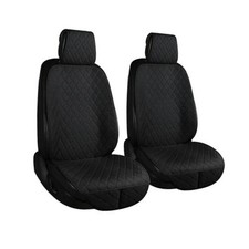 ENOGE Linen Car Seat Covers Front Seat Covers Breathable Cloth Linen-Black-2