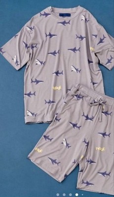 Gelato Pique Homme Shark Print Gray Lounge Set M New