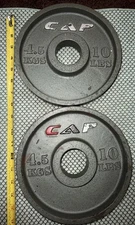 Vintage CAP Barbell Olympic Plates 2” Steel Weights 10 Lbs 4.5 KGS Rare Iron