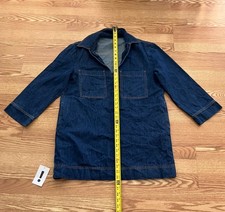 Womens Denim Shirt Jean Dress Collared V Neck Mini Casual Jean w/ Pockets Sz. M