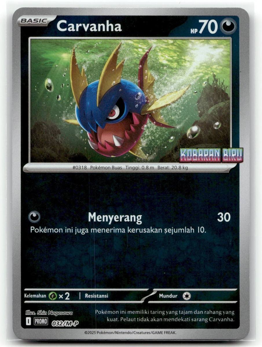 Pokemon Indonesian Kobaran Biru Stamped Promo Card #032/M-P
