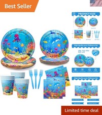 Complete 120-Pc Sea Animal Birthday Decor Set for 24 Children - Eco-Friendly
