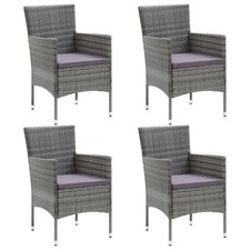 Garden Chair Set of 4 Poly rattan gray, dark gray cushion
