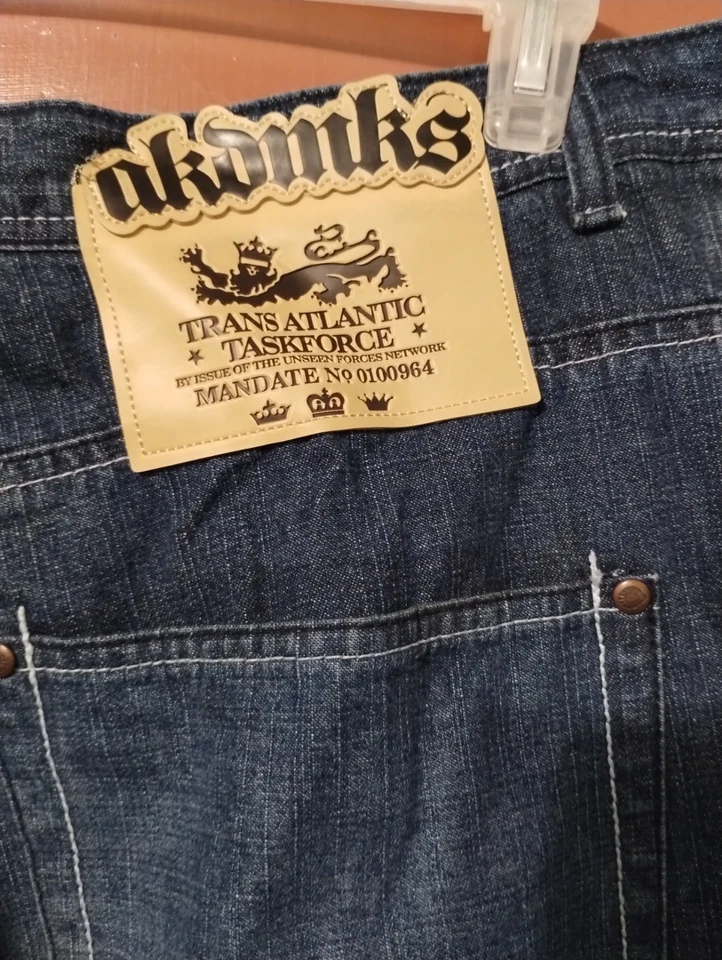 Jeans Akademiks Masculino TAMANHO 38X33-AZUL Denim Hip Hop SKATISTA BAGGY - Imagem 4 de 4