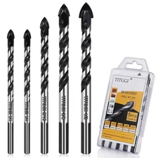Concrete & Masonry Professional Drill Bit Set (5PCS) for Glass/Brick/Plastic/Cem