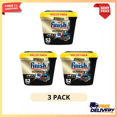 3 Pack Finish Ultimate 52 Count Dishwasher Pods Fresh Scent Powerful Clean