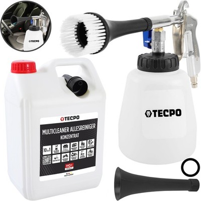 TECPO DRUCKLUFT-REINIGUNGSPISTOLE mit TORNADO-EFFEKT + 5L ALLZWECKREINIGER HQ+