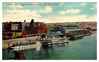#ad Union Depot Train Station Boat Docks St Paul MN C1910s Postcard AH3 $12.50
