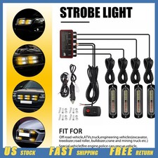 4x Amber Led White Pickup Emergency Suv Strobe Warning Flash Light Grill Front