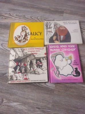 Vintage Illustrated Hardcover Picture Books Lot of 4 Saucy Great Wolf Gus Ghost