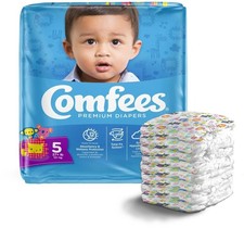 Case of 108 Comfees Baby Diapers Size 5 Tab Closure Disposable Moderate