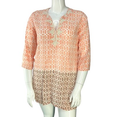 Roberta Roller Rabbit Womens Size L Tunic Top Sardina Long Kurta Embroidered