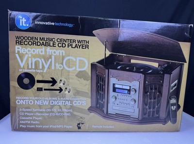 New Innovative Technology ITTR-501 Turntable Stereo System CD Recorder Open Box