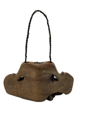 Antique Wooden Cowbell Rustic Farm Decor Folk Art Primitive Bell Intact
