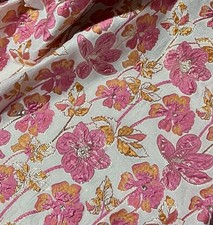 Ivory Pink Orange Gold Floral Metallic Brocade Fabric 58 Width Sold By The Yard