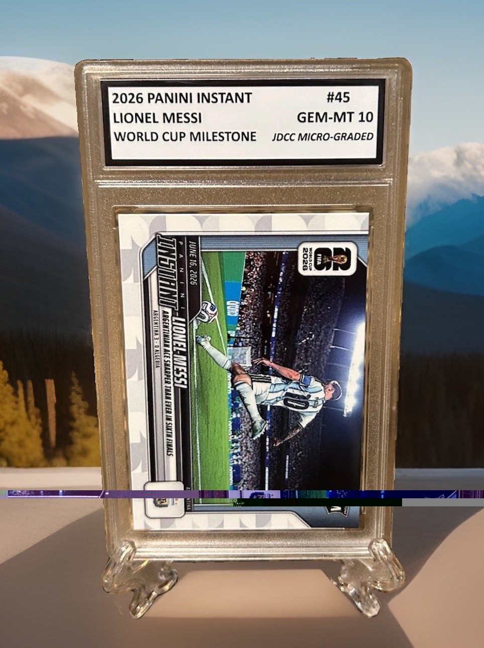 Lionel Messi GRADED GEM-MT 10 2026 Hat Trick Panini Instant World Cup #45. Coa! view 5