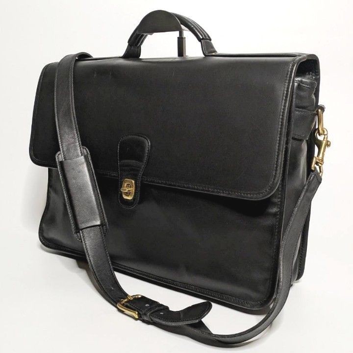 COACH Old Coach 2-Way Business Briefcase with Turn Lock in Black