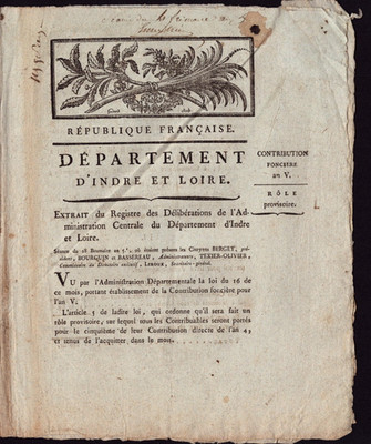 TOURS Touraine (37) GRUNDBEITRAG / Generalbrief AN V 1794