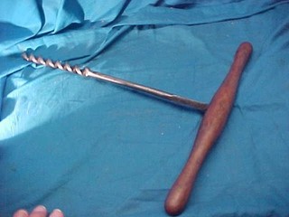 19thc CARPENTERS Wood T HANDLE AUGER BIT Made by RAYMOND FRENCH 3/4" Hole