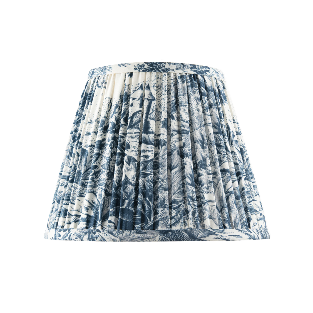 Traditional Floral Tapered Lamp Shade in Navy Midnight Blue and White by Happ...