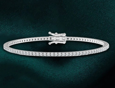 Cyber Monday Sale! Rundschliff Lab Grown Diamond Tennis Bracelet 14k White Gold