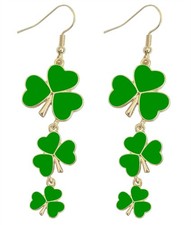 St Patricks Day Shamrock Earrings for Women,Trendy Green Irish Clover Dangle Ear