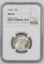 1920 Standing Liberty Quarter NGC MS64 Nice Luster Problem-Free