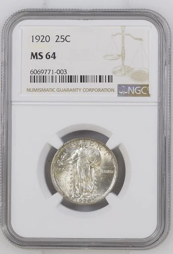1920 Standing Liberty Quarter NGC MS64 Nice Luster Problem-Free
