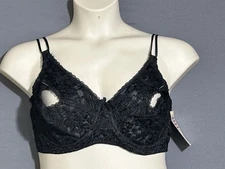 Love Fifi Ltd Peek A Boo Bra 40D/DD Black Lace Lightly Lined Underwired