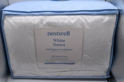 nestwell White Down Full/Queen Comforter, 300TC, 100% Brushed Cotton Cover, Duck