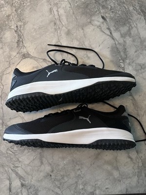 Men's Puma Fusion Grip Spikeless Golf Shoes Black/Silver - Size 17