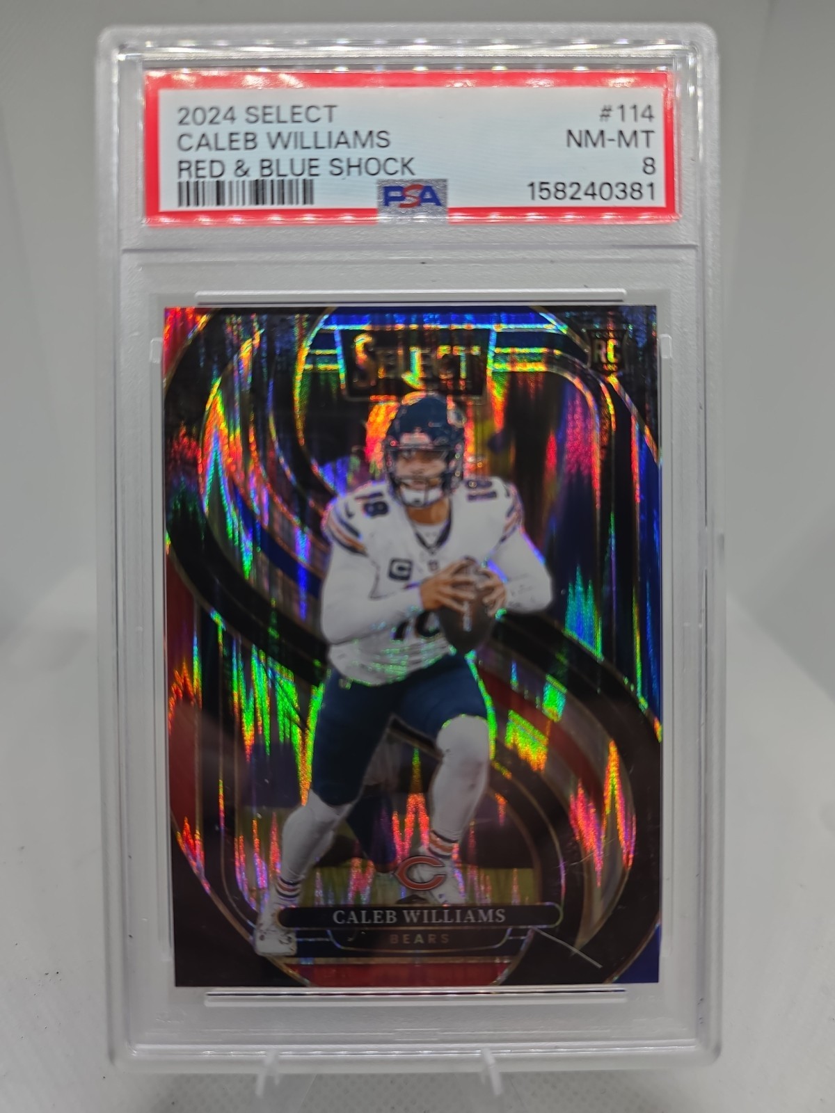 2024 Panini Select - Premier Level Caleb Williams #114 Red & Blue Shock Prizm...