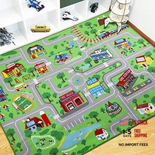 Kids Educational Play Rug - 6.6' x 5' Traffic Road Car Mat Learning Play Game