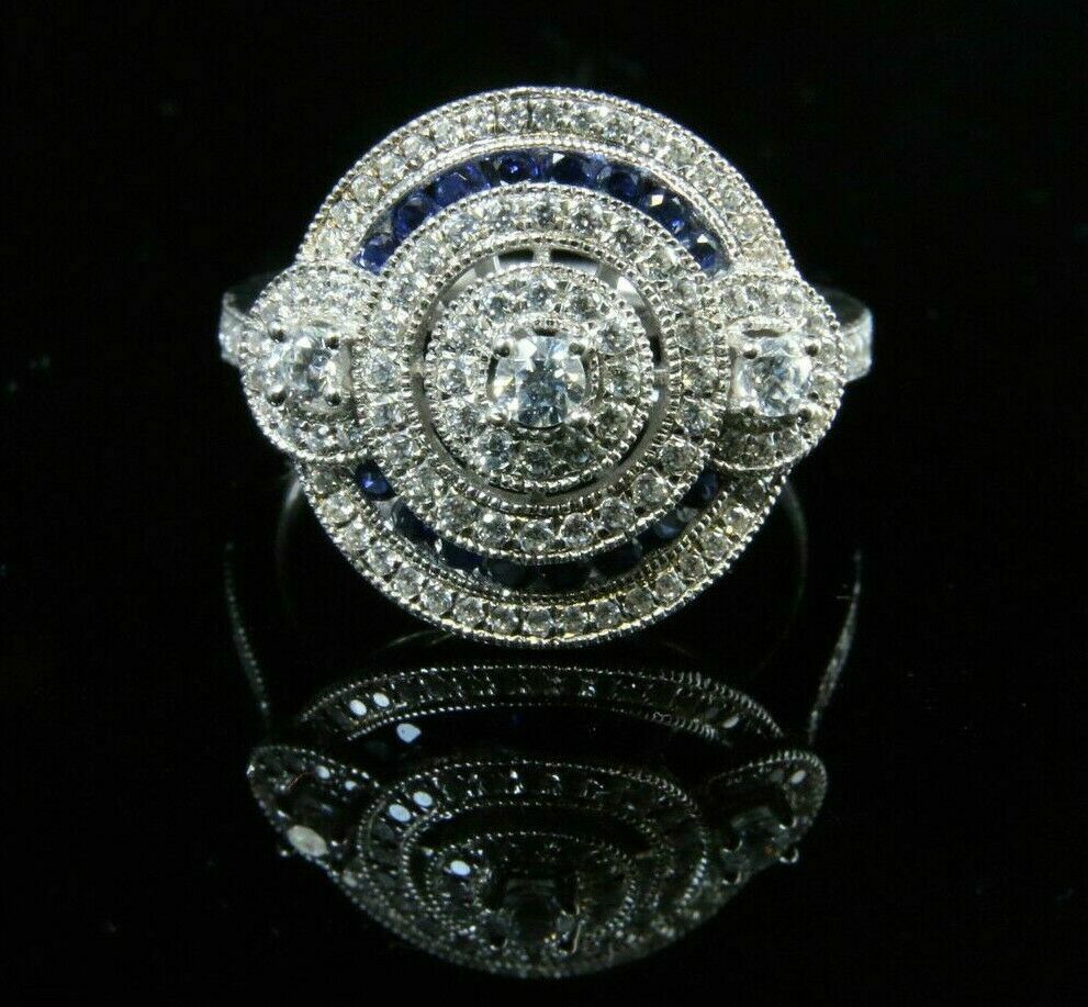 Bague argent 925 saphir style cocktail pour soirées chic taille 57