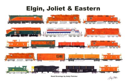 Elgin, Joliet & Eastern  11''x17'' Horizontal Poster Andy Fletcher signed