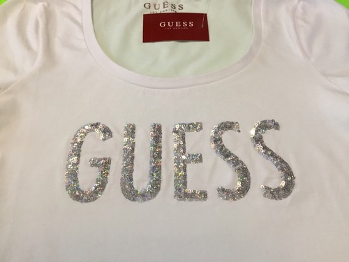 GUESS Los Angeles Women’s Short Sleeve T-Shirt Size LARGE White w/Silver - Picture 3 of 12