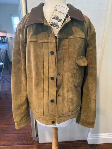 American Vintage Italian Oil Wax Suede Cowhide 506 Biker Denim Jacket Leather Ja