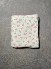 Baby Layette Reversible Blanket Pink Rose Flower White Jersey Knit Receiving