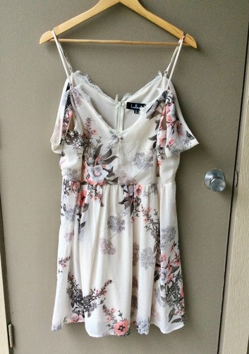 Lulus Verona Cream Floral Off-the-Shoulder Mini Dress – Size XL