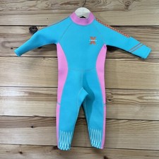 Dive  Sail Girls Wetsuit Small X-Manta Teal Pink Zips Neoprene Long Sleeve B98