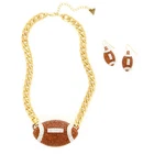 Football Necklace & Earring Set Crystal Bling NFL Football Super Bowl Katy Perry